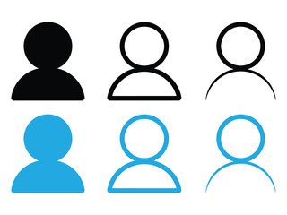 User icons showing black and blue avatars in outline and filled styles, perfect for web design or user interface projects.