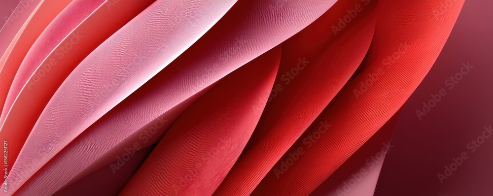 Poster Abstract folds of pink and red tones creating dynamic smooth patterns