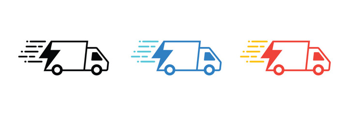 Electric delivery truck icons vector illustration. fast delivery line icon vector. shipping line icon