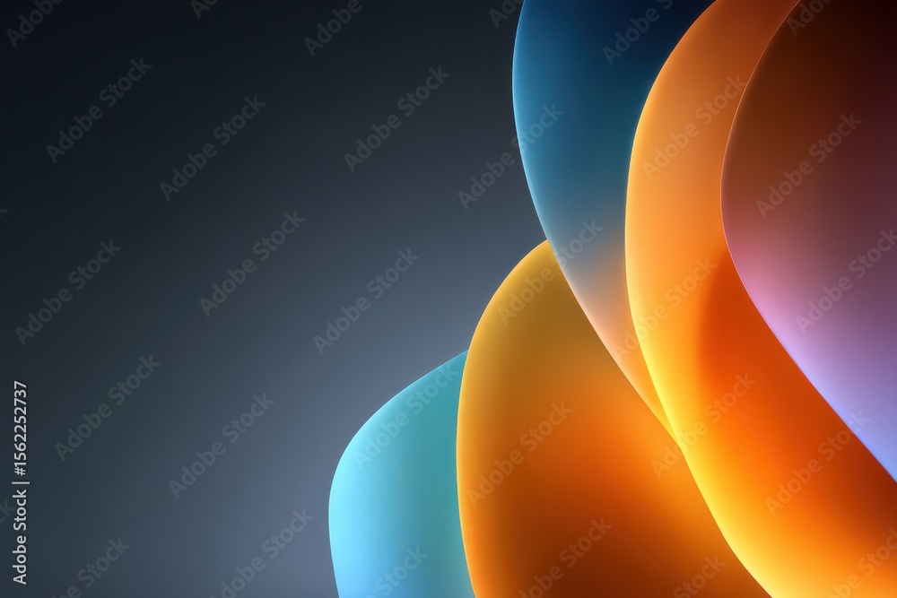 Poster Abstract colorful shapes overlapping on a gradient background