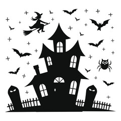 Collection of Halloween-themed vector pumpkins, bats, and spooky element design.