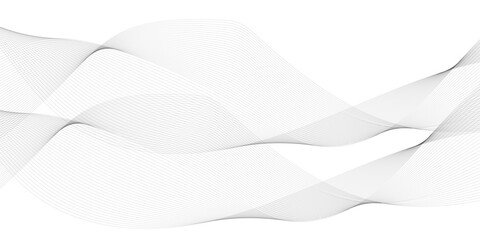 Abstract wavy white and grey curved lines on transparent background. Frequency sound wave lines and technology background, Design for brochure, flyer, banner, template, business wave lines background.
