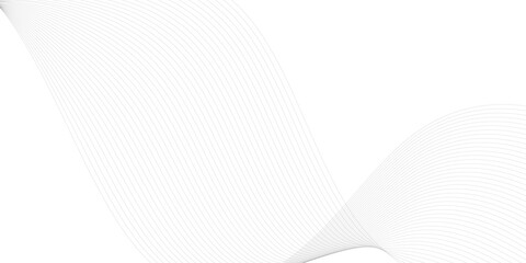 Abstract wavy white and grey curved lines on transparent background. Frequency sound wave lines and technology background, Design for brochure, flyer, banner, template, business wave lines background.