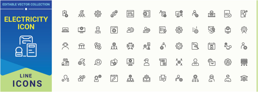 Administration modern icon set. Line icons with editable stroke. Supervision icon set. Containing work, business, team, manage, people, teamwork, leader and more.