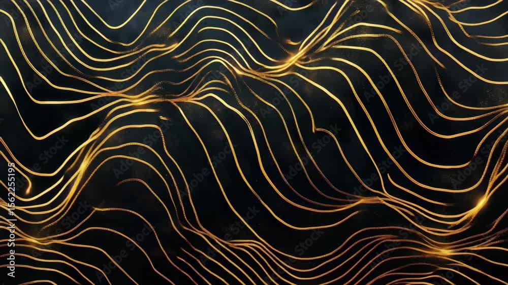Poster abstract golden wave patterns on a dark background create a sense of movement and elegance in a mode