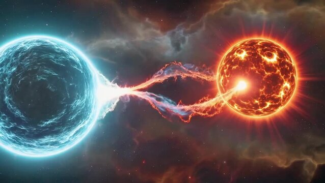 Binary Star System Orbiting - Twin Suns Gravitational Dance - Stellar Physics Visualization