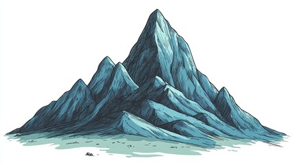 Hand-Drawn Mountain PNG with Sketchy and Artistic Style on White Background for Creative, Outdoor, and Wilderness-Themed Designs
