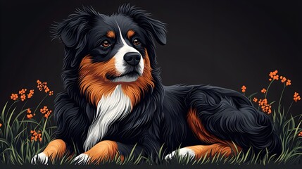 Senior Dog Resting in Grass