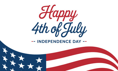 Obraz premium Happy 4th of July Independence Day greeting card with an elegant American flag design, perfect for celebrating the USA national holiday with patriotic style and festive spirit.