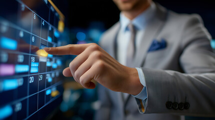 Businessman Adjusting Calendar Alerts and Reminders for Efficiency