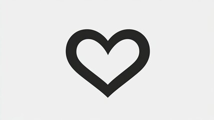 Heart outline isolated on white background, minimalist and clean love symbol ideal for icons, branding, tattoos, and modern graphic designs.
