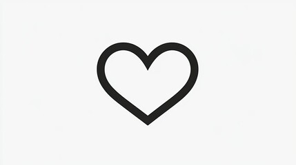 Heart outline isolated on white background, minimalist and clean love symbol ideal for icons, branding, tattoos, and modern graphic designs.