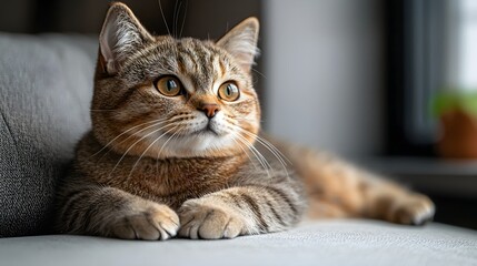 Senior Cat Relaxing on Modern Couch