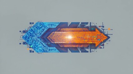 Technological arrow animation sequence with futuristic and digital elements for creative content