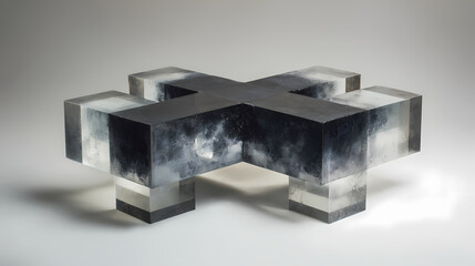 branding imagery for contemporary furniture | spatial order | detached serenity | steel and graphite gradients | orthogonal stacking | stacked voids | interlocked block casting | spatial inversion |