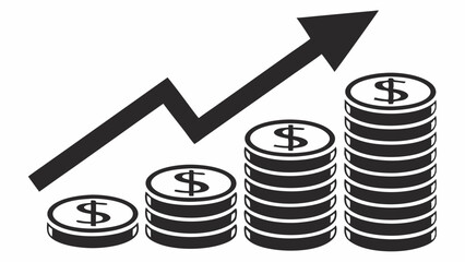 Growth chart with coins and arrow showing financial success vector art