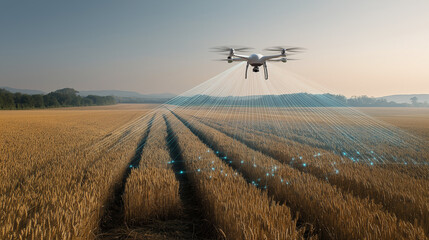 Digitale Laservermessung durch Agrardrohne im Einsatz. Künstliche Intelligenz KI