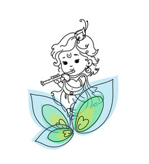 Hand drawn krishna janmashtami line art  illustration on white background