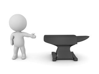 3D Character showing a black anvil