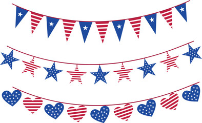 Fototapeta premium USA patriotic flag bunting decoration vector 