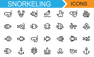 Vector Illustrations of Snorkeling and Marine Life