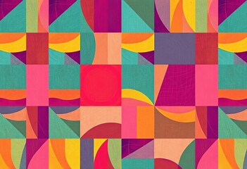 Abstract retro quilt design, seamless vector pattern in trendy fashion colors,  colors,  vector
