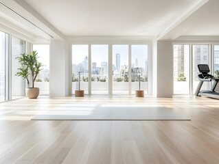 Fototapeta premium Modern Gym Room with City View
