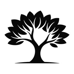 Obraz premium Black Silhouette Stylized Tree Graphic Design Element Simple Nature Icon vector