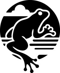 vector sketch illustration silhouette icon logo symbol mascot animal frog as a depiction of a company that can follow the times