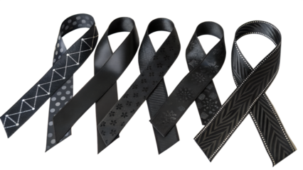 Elegant Black Awareness Ribbons  Support and Remembrance Symbols