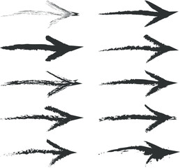 Artistic Black Arrow Pack – Isolated Vector Arrows with Grunge and Hand-Sketched Aesthetics