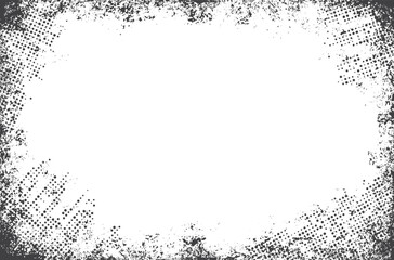 Grunge frame on a white background. Old frame with dust texture. Dirty retro border. 