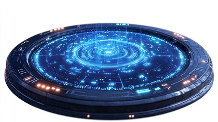 Hologram Projection PNG with Glowing Digital Interface on White Background for Sci-Fi, Technology, and Futuristic-Themed Digital Art
