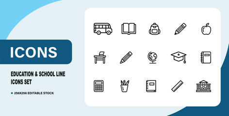 Education & School Line Icons Set