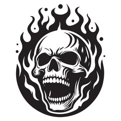 Scary skull on fire vector image