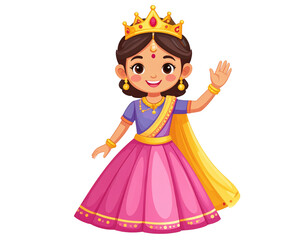 Fototapeta premium Charming little princess in pink dress and crown, a portrait of childhood elegance joy