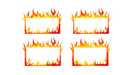 Flame Border Frame Vector Set – Hot Fire Graphic Design Elements | Burning Outline Clipart for Labels, Signs, Posters, and Digital Art