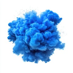 Fototapeta premium Explosion of vibrant blue powder or smoke isolated on white background