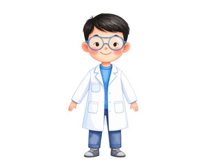 Fototapeta premium Cartoon scientist in the lab, a colorful illustration of scientific discovery and experimentation