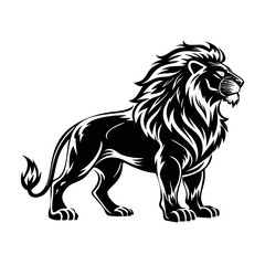Majestic Lion Vector Illustration – Powerful Roaring Lion Graphic Art | Tribal Ink Style Wild Animal Tattoo Design for Branding & Decor