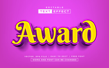 Award 3D editable text effect style
