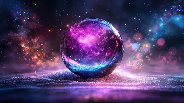 Mystic Fortune Tellers Crystal Orb PNG with Cosmic Reflections and Arcane Glow for Enchantment and Mysticism