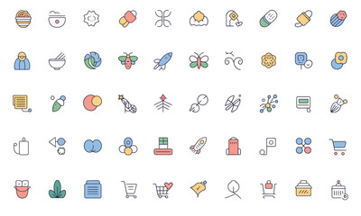 Fototapeta premium Digital Work & Creativity business Icons – Flat Vector Symbols for Content Creators