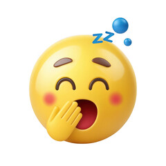 3d yawning sleepy face emoji with zzz symbols isolated on transparent background