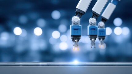 Robotic Arms with Precision Grippers in a Modern Industrial Setting Focusing on Automation and Smart Manufacturing Technology