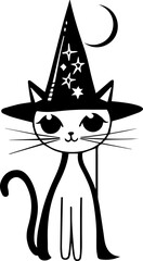 Cute Wizard Cat Illustration in Cartoon Style