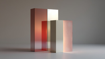 exhibition catalog for conceptual gallery | geometric purity | spatial calm | sandstone beige and oxide red | orthogonal stacking | embedded axes | double surface layering | spatial inversion |