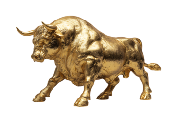 Golden bull statue, symbol of wealth and power.
