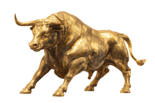 Golden bull statue, symbol of wealth and prosperity