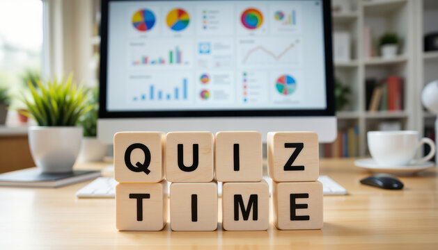 Quiz time concept with questions and answers representing learning, testing, or fun interactive challenges with copy space - Powered by Adobe